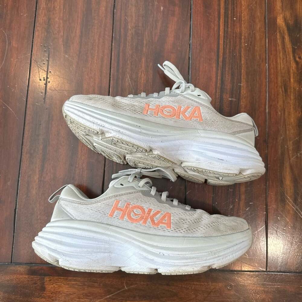Hoka Bondi 8 Wide Gray Running Sneakers Size 8.5 Womens